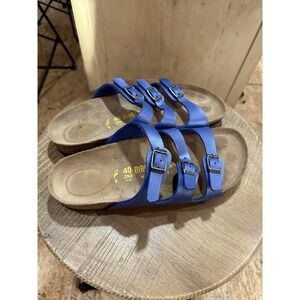 Birkenstock Florida Soft Footbed 3 Strap Blue Sandal Shoes Size 40 US L 9